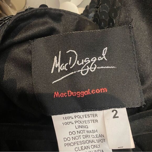 Mac Duggal 10788 SEQUINED ONE SLEEVE HIGH SLIT GOWN Black One-Shoulder Dress 2 - Picture 9 of 9